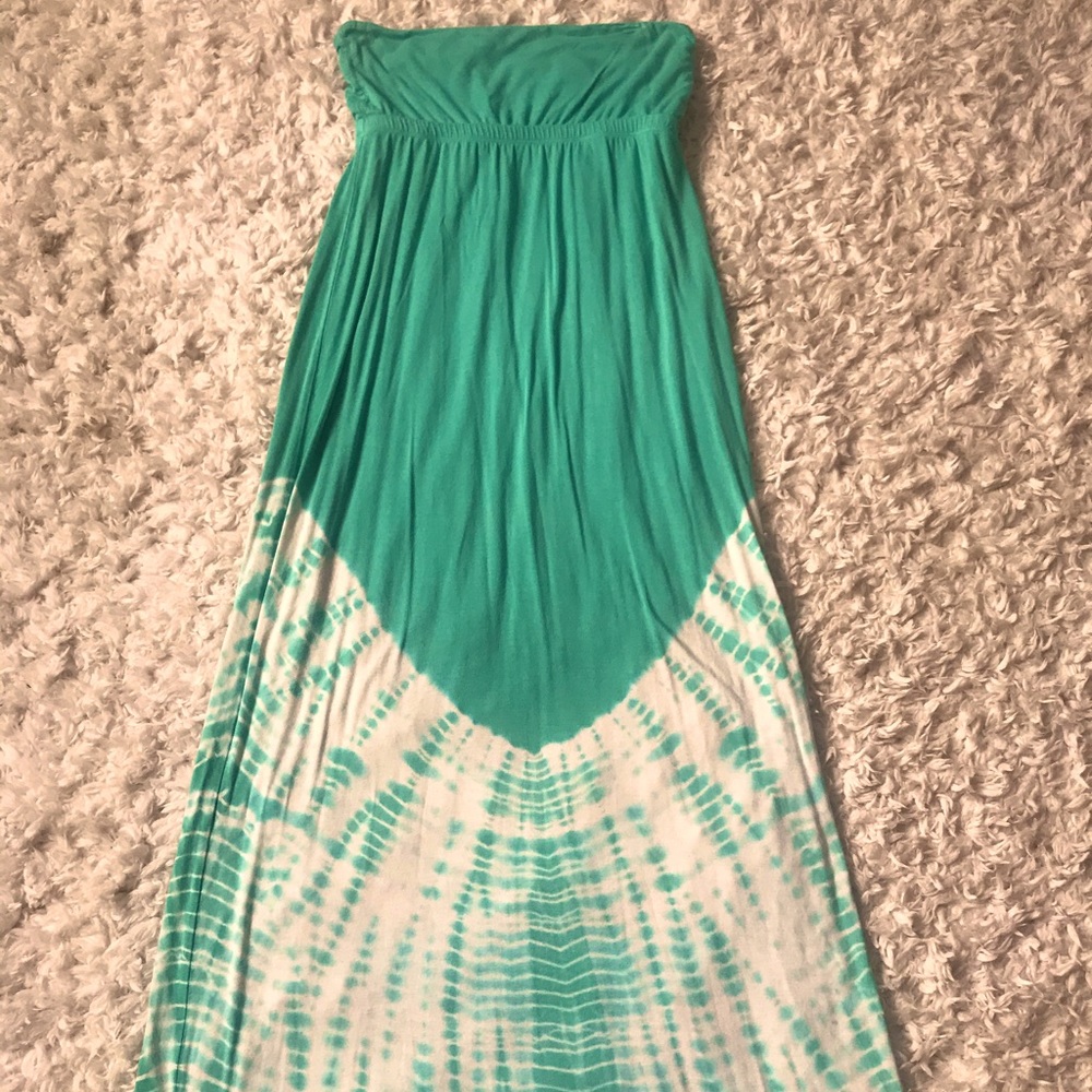 Gypsy 05 Tie-Dye Strapless Dress in Sea Green